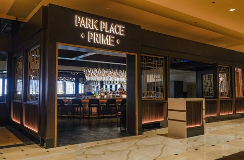 Park Place Prime at Bally's Atlantic City front entrance and bar area pictured.