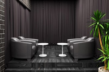 Tennessee Avenue Cigar Lounge rendering with seating and greenery.